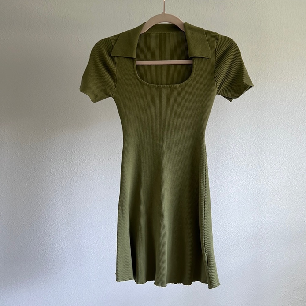 Olive green mini dress